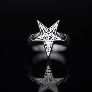 Baphomet 925 sterling silver pentacle ring