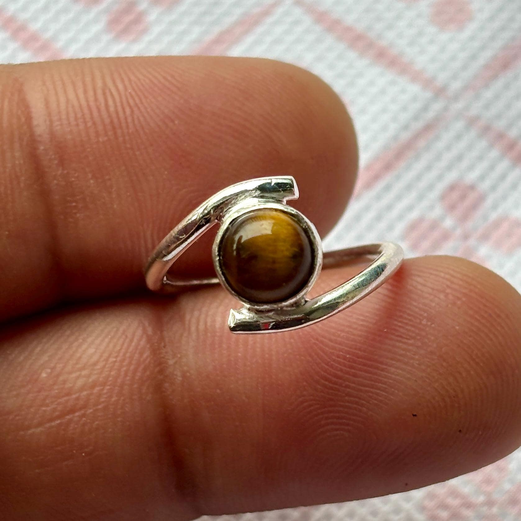 Sterling Silver Tiger Eye Ring: Handmade Swirl Statement Jewelry