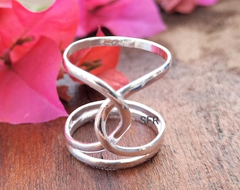 Sterling Silver Knot Ring: Chunky Weaved Thumb Ring