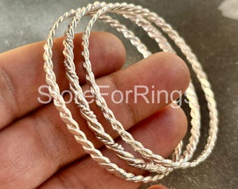 Ensemble de bracelets joncs en argent sterling faits main : joncs empilables torsadés