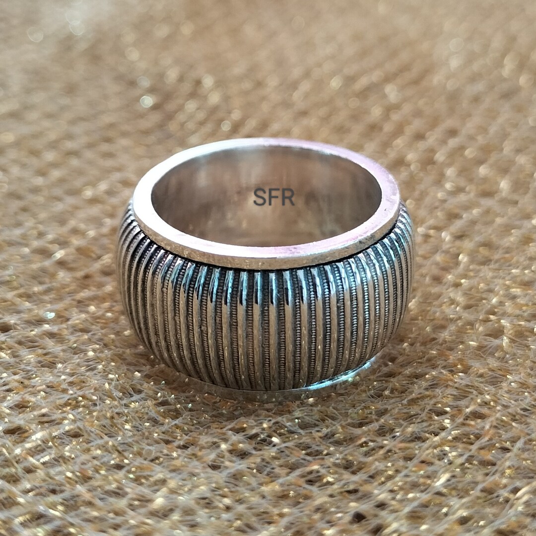 Sterling Silver Spinner Ring: Wide Band Fidget, Anxiety, Meditation - Etsy