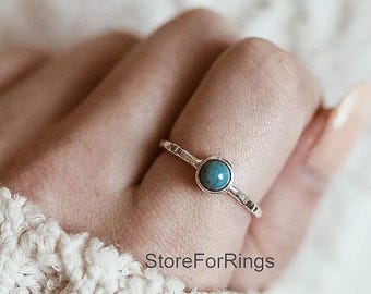Blue Turquoise Sterling Silver Ring: Handmade Boho Artisan Jewelry