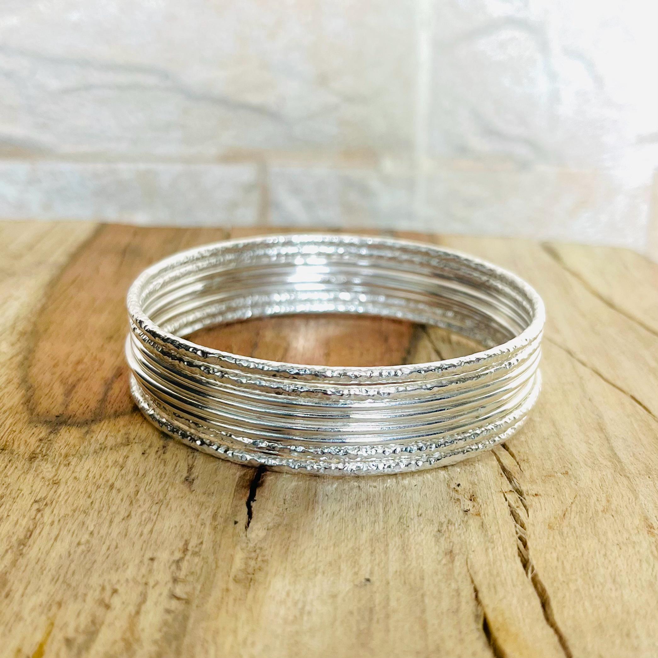 Set of 8 Sterling Silver Bangles: Minimalist Handmade Jewelry - Etsy
