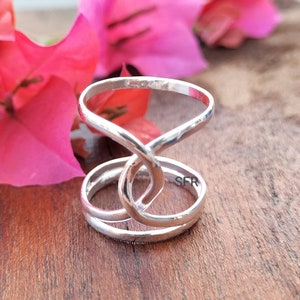 Big Silver Knot Thumb Rings for Woman-Statement Ring-Gift For Her-Unique Ring-Dainty Chunky  Weaved Ring-First Mothers Day Present