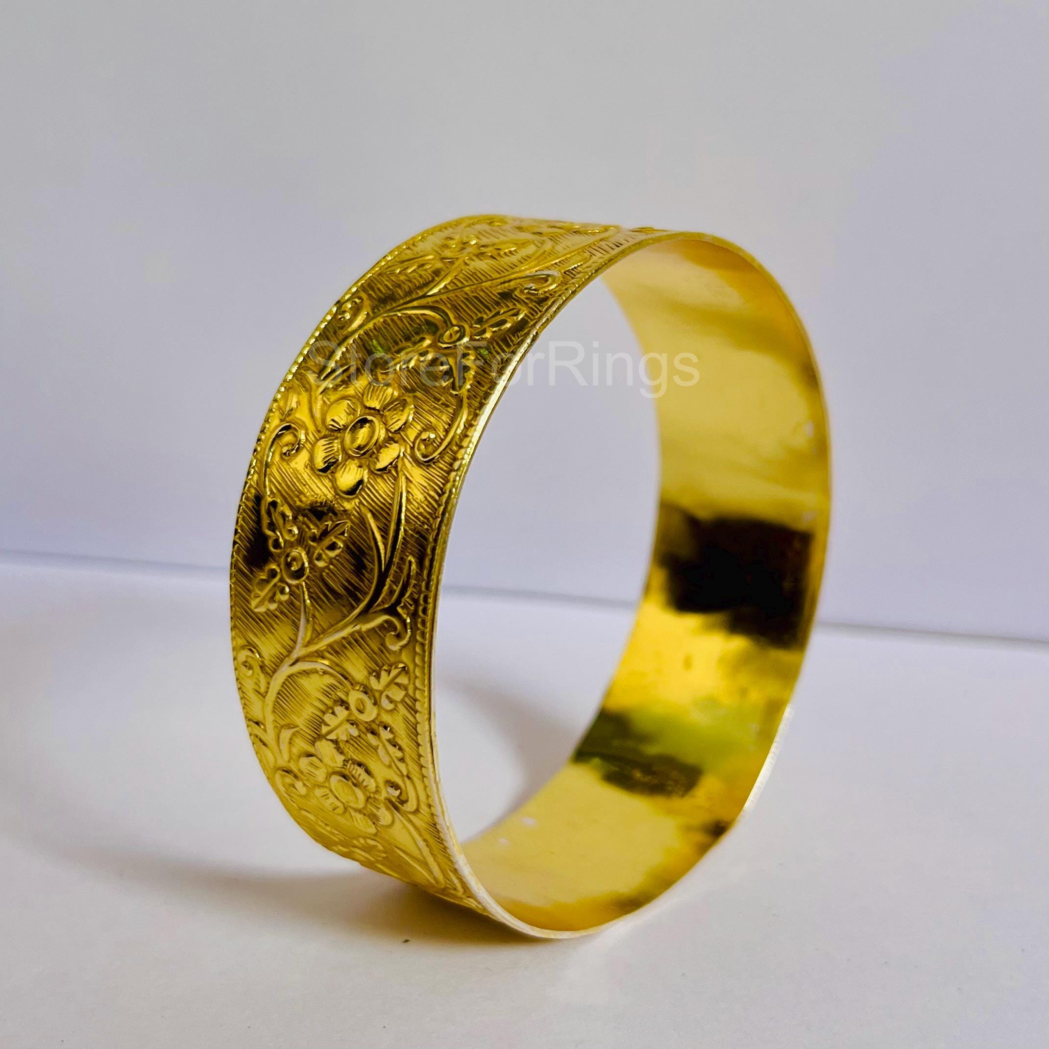 Gold Plated Brass Wide Bangle: Elegant Designer Cuff - Etsy