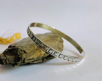 Handmade Sterling Silver Bangle, Boho Floral Design