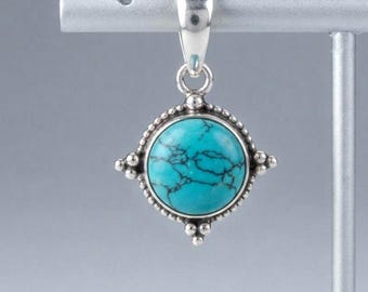 Kingman Turquoise Sterling Silver Pendant Necklace | Southwestern Gemstone Jewelry