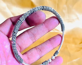 Bracelet jonc boule en cuivre fabriqué à la main : kada empilable unisexe
