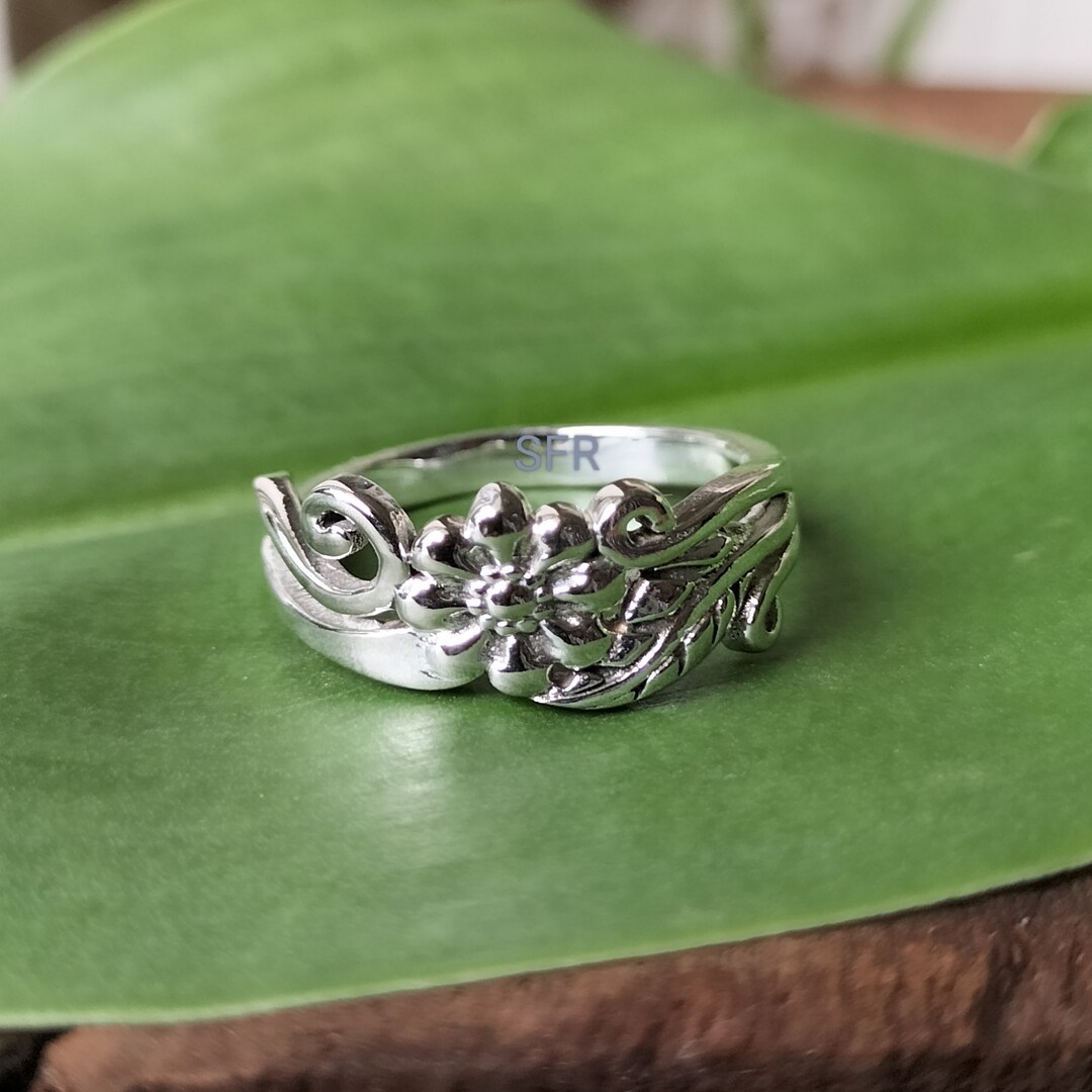 925 Sterling Silver Dainty Flower Band Ring Daisy Ring Etsy