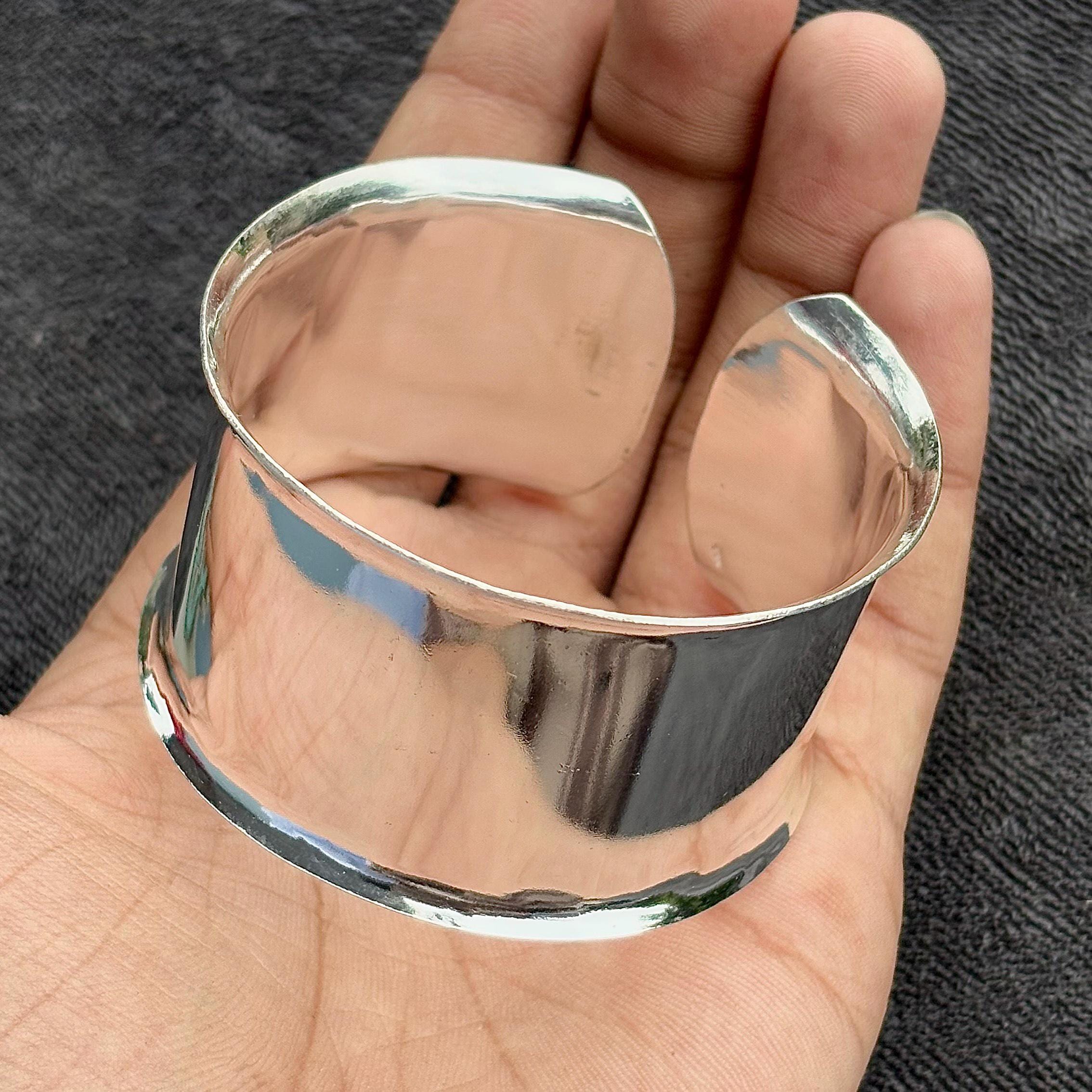 美品！Silver Wide Cuff Bangleブレスレット 925 Sterling Silver Wide Cuff Bracelet - Minimalist Adjustable
