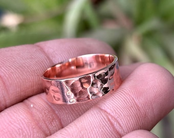 Hammered Copper Band Ring | Bohemian Handmade Stackable Ring