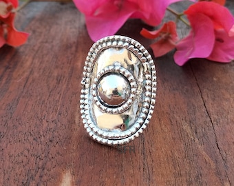 Anillo ancho de plata de ley: joyería unisex bohemia de filigrana