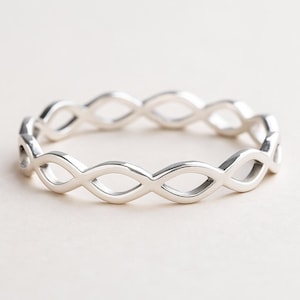 Sterling Silver Intertwined Braid Ring: Petite Infinity Band