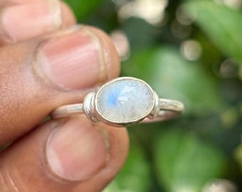 Moonstone ~ Sterling Silver 925 ~ Handmade ~ Gemstone ~ Statement ~ Everyday ~ oval stone ~ Hippie ~Bohemian~June Birthstone