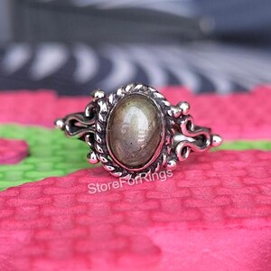 Handmade Labradorite Ring: Sterling Silver Boho Statement Ring