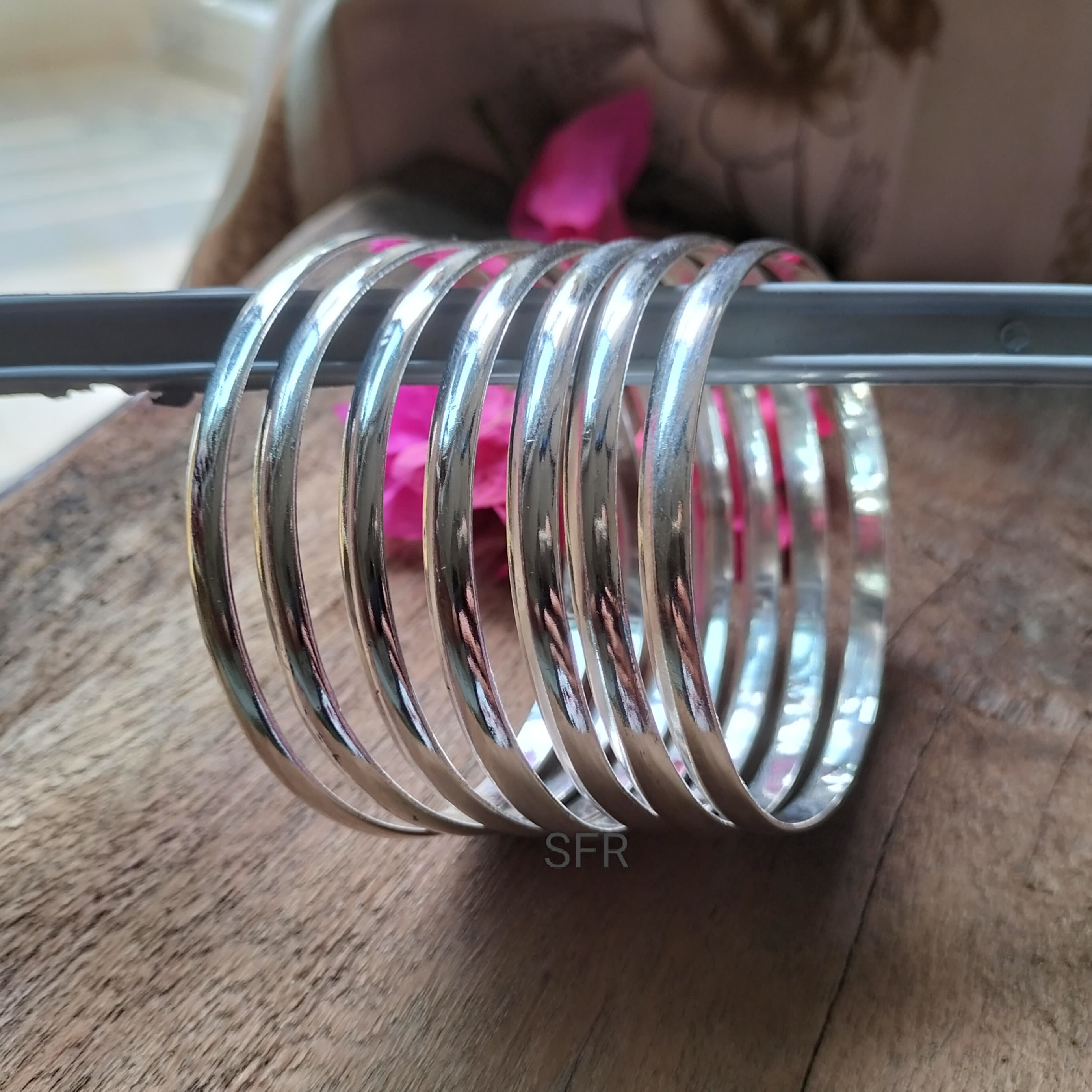 Sterling Silver Bangle Set - Handmade Plain Bangles (set of 7) - Etsy