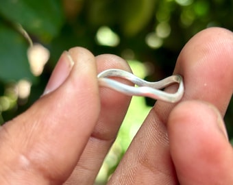 Sterling Silver Wave Ring, Minimalist Band, Stackable Daily Jewelry