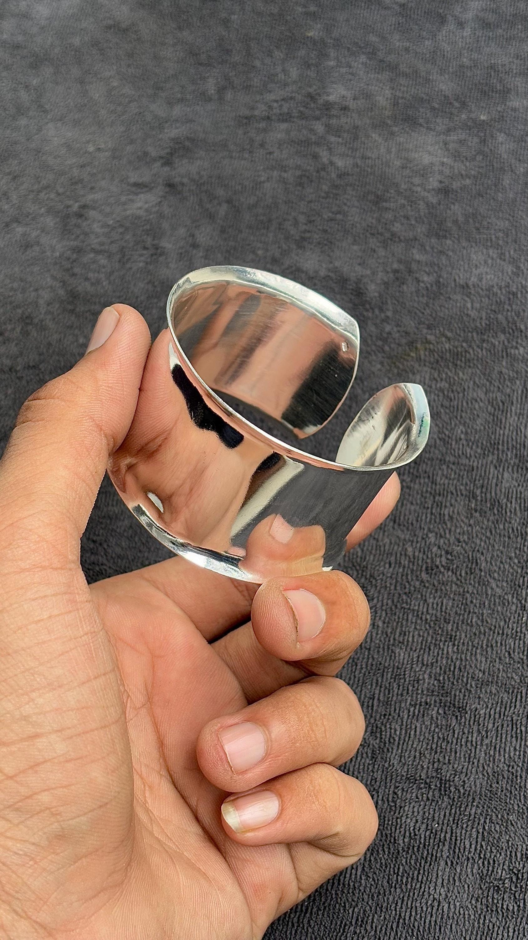 美品！Silver Wide Cuff Bangleブレスレット 925 Sterling Silver Wide Cuff Bracelet - Minimalist Adjustable
