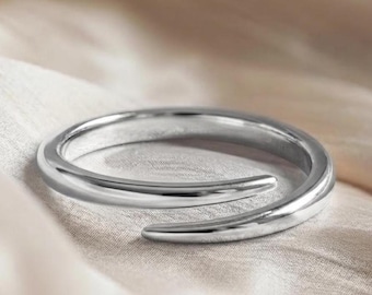 Handmade Adjustable Silver Band Ring, Minimalist Everyday Wear