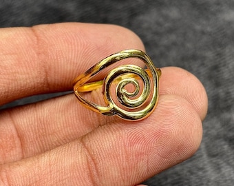 Handmade Gold Plated Spiral Ring: Minimalist Boho Jewelry
