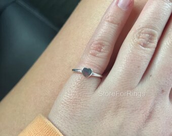 925 Sterling Silver Dainty Heart Ring, Silver Stacking Ring, Heart Ring, Thin Silver Rings, Minimalist Rings, Tiny Heart Ring, Midi Ring