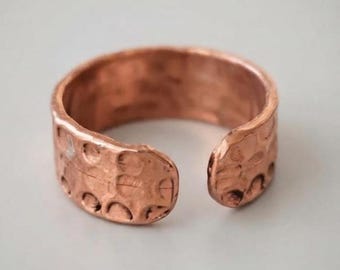 Handmade Copper Ring, Hammered Open Band Ring, Rustic Boho Copper Jewelry, Adjustable Style Ring, Minimalist Artisan Ring, Unisex Ring