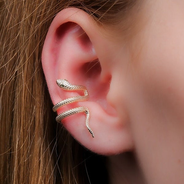 Silver Snake Ear Cuff • Huggie Ear Cuff • Serpent Ear Cuff • Non Pierced Ear Cuff • 925 Sterling Silver Snake • Wrap Ear Cuffs