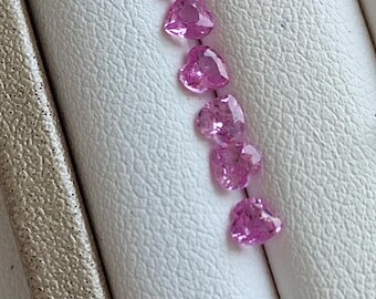 Pink sapphire heart shape Naturel  3.3x3.5 mm 6 pcs total 1.20 ct
