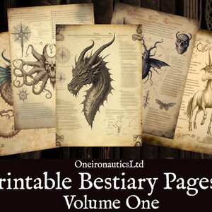 Bestiary Pages: Vol 1, Printable Scroll, Digital Download, Scrapbooking ...