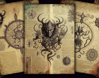 76 Demonology and Necromancy Spellbook Pages - Collection 01