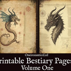 Bestiary Pages: Vol 1, Printable Scroll, Digital Download, Scrapbooking ...