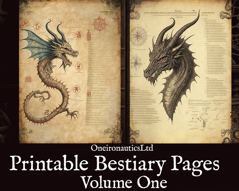 Bestiary Pages: Vol 1 Printable Scroll Digital Download - Etsy