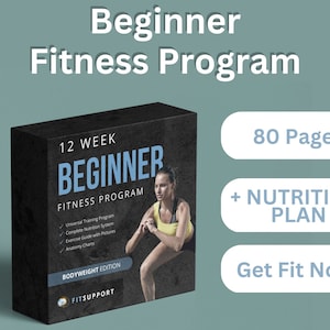 12 Week Fitness Guide , Fitness program for beginners, nutrition guide exercise workout plan, digital download program, Done For You Health