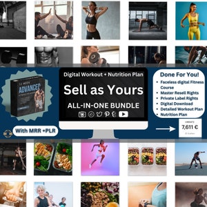 MRR PLR Fortgeschrittenes Fitnessprogramm, 12 Wochen Ernährungsratgeber Übungsanleitung Trainingsplan, digitales Produkt, Done For You, Gesundheit, Vorlage