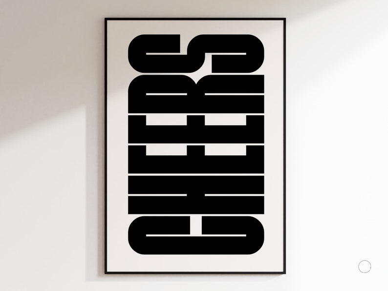 Cheers Wall Art, Minimalist Printable Wall Art, Bar Cart Art, Abstract