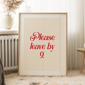 Proszę zostawić do 9 Wall Art, Minimalistyczna drukowana sztuka ścienna w stylu retro, Abstrakcyjny wydruk, Sztuka ścienna w kuchni i salonie, Natychmiastowe pobieranie sztuki