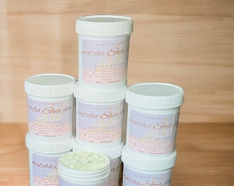 Matcha Shea Glow Körper-/Gesichtsbutter / Sheabutter mit Matcha, Kokosbutter Aloe Vera, Jojobaöl, ätherisches Zitronengrasöl