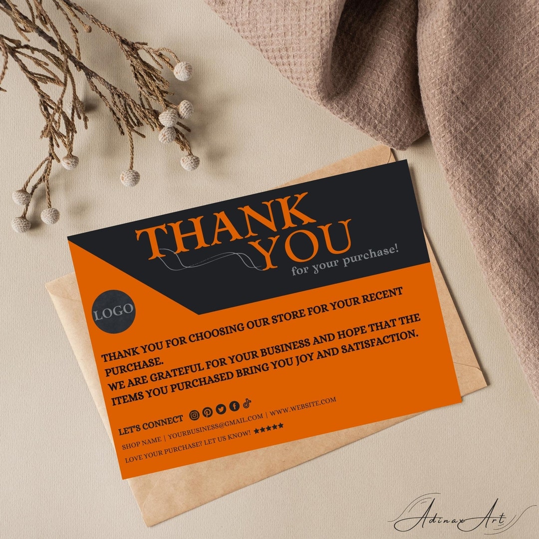 Modern Business Thank You Card Template, Printable Thank You Card