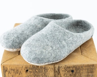 Pantoffeln aus 100% Schurwolle, Naturwolle, Unisex-Hausschuhe, Puschen, rutschfest, Made in Nepal, Fairtrade, verschiedene Farben und Größen