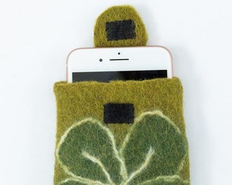 Felt phone case with Velcro closure, phone pouch, various colors