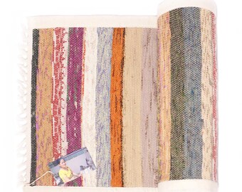 Table runner Made in Nepal, Fairtrade, Upcycling, Rug, Carpet 287 x 36 cm