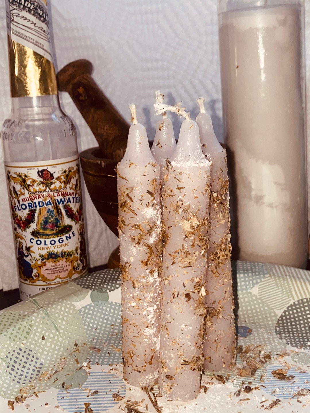 Clarity and Connection Spell Candles Dressed With Real Herbs, for