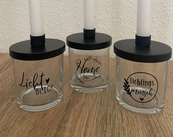 Kerzenglas | Glas mit Deckel für Stabkerzen