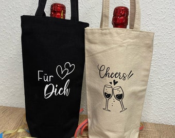 Flaschenbeutel aus Baumwolle | Flaschentasche | Geschenkverpackung | Wein | personalisierte Geschenkbeutel