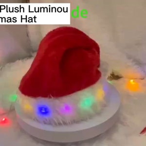 Christmas Hat LED Light Plush Children's Adult Christmas Decorations Christmas Supplies Luminous Santa Hat Home Decoracion image 7