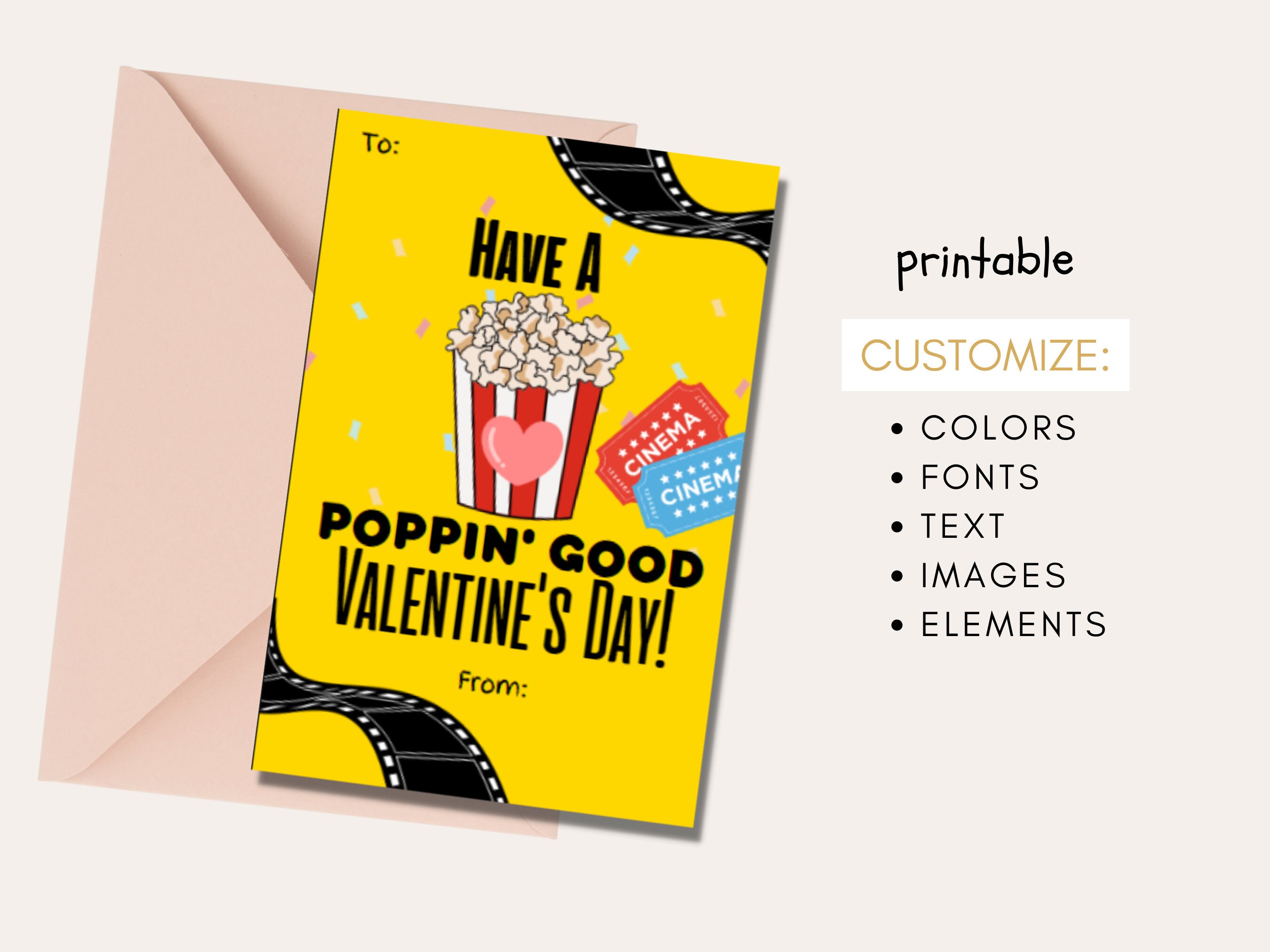 Printable Valentine Cards For Kids Instant Download Valentine s Day Cards Canva Editable