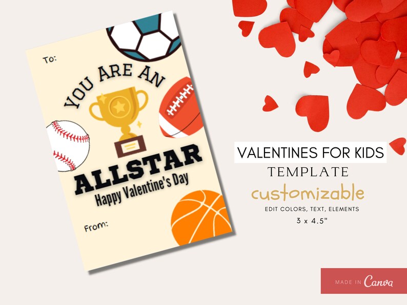 Printable Valentine Cards For Kids Instant Download Valentine s Day Cards Canva Editable