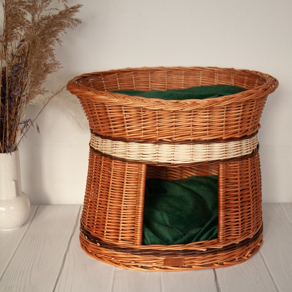 Rattan Cat Cave Bed - Cat Basket - Cat Furniture - Wicker Basket for Cat - Modern cat furniture -  cat couch - Wicker bed for cat or dog
