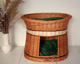 Rattan Cat Cave Bed - Cat Basket - Cat Furniture - Wicker Basket for Cat - Modern cat furniture -  cat couch - Wicker bed for cat or dog