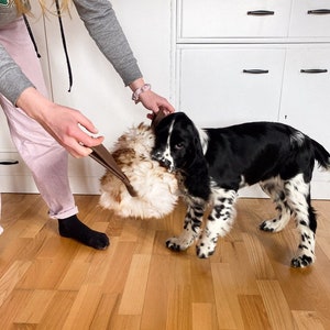 Sheepskin dog tug toy | Fur with leather Handle | Dog Training | Sheepskin Chaser Tug | Natural Dog Toy | Dog gift |  Genuine sheepskin